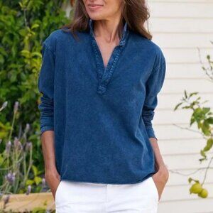 Frank & Eileen PATRICK Popover Henley Heritage Jersey Size S Blue, New